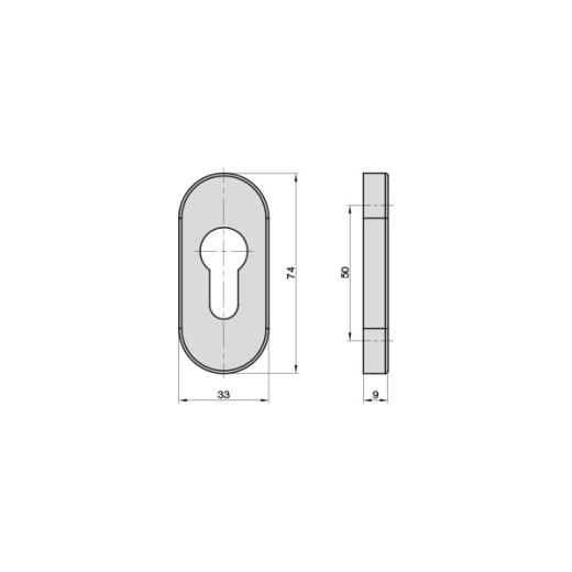 Schmalrahmen-Schutzrosette 9 mm, oval (PZ) Edelstahl
