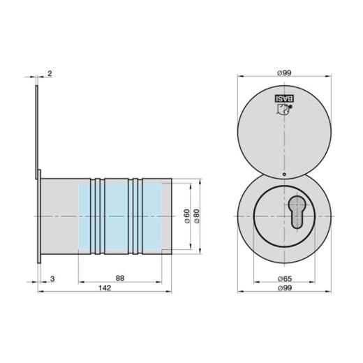 Tube Safe with Protective Cover - L142 mm, Ø80 mm