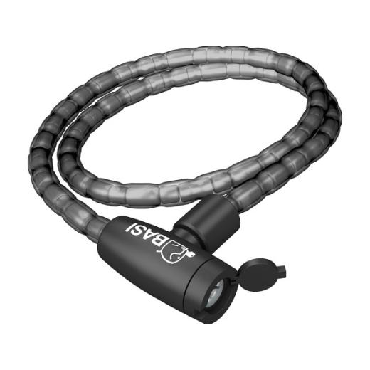 Panzerkabelschloss mit Schlüssel | Länge 1 m - Durchmesser 18 mm, rauchfarben