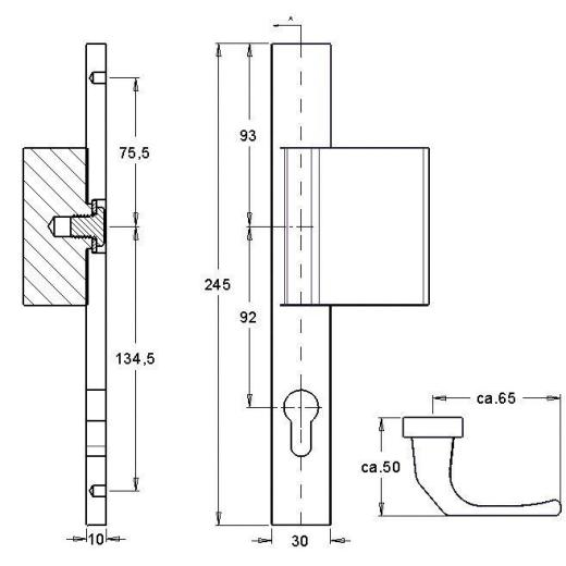 Profiltürgarnitur 2312/9203 Alu.F1 PZ TS 68-77mm EDI