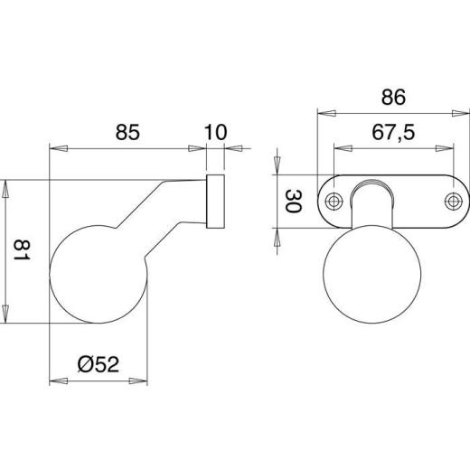 Profiltürknopf 1330/4020 Material Alu.F1 fest EDI