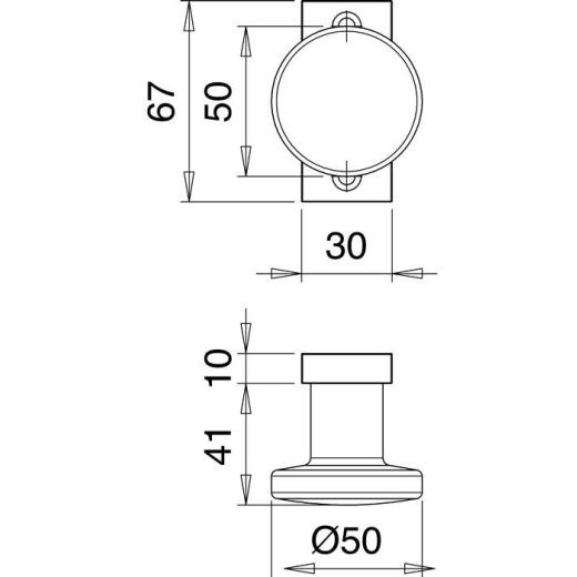 Profiltürknopf 1396/7020 Material Alu.F1 fest EDI