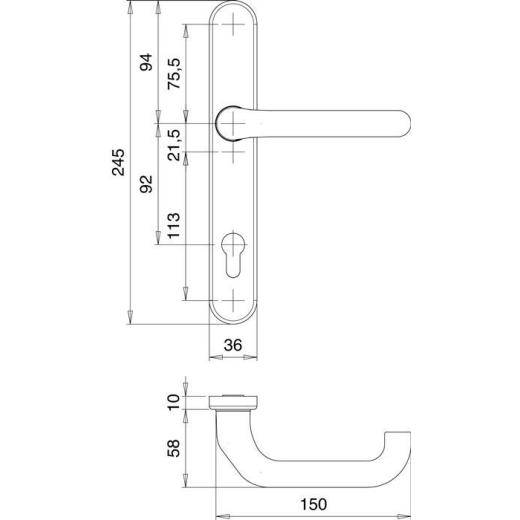 Rahmen-1/2 Innen-Garnitur 1300/0235 Alu.F1 PZ EDI