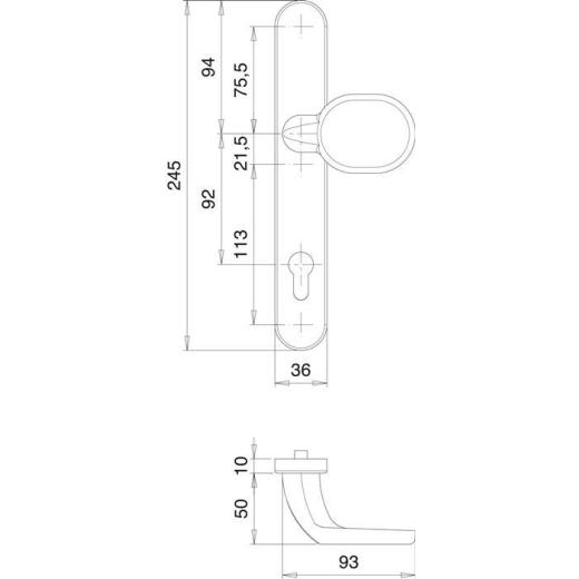 Profiltürgarnitur 1300/K22/035 Alu.F1 PZ EDI