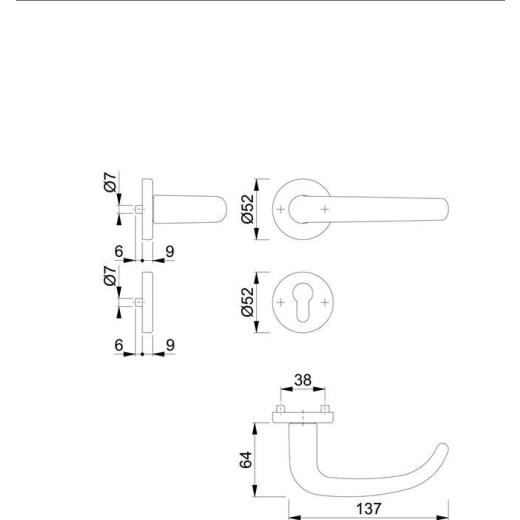 Rosettengrt.San Fran.1301/42KV/42KVS Alu.F1 U-Form PZ DIN L/R D/D HOPPE