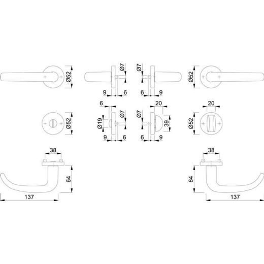 Rosettengrt.San Fran.1301/42KV/42KVS Alu.F1 U-Form SK/OL DIN L/R D/D HOPPE