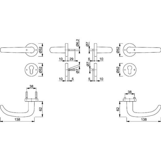 FS-Garnitur San Fran.FS-E1301/42H/42HS VA F69 D/D TS 40-65mm PZ rd.DIN L/R HOPPE