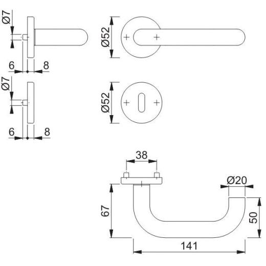 Rosettengrt.Paris E138Z/42KV/42KVS VA F69 U-Form OB DIN L/R D/D HOPPE