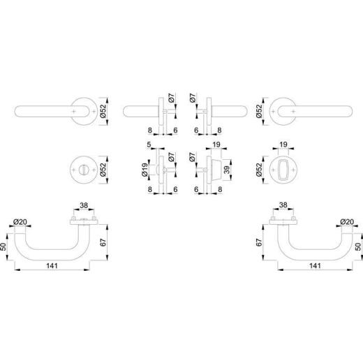 Rosettengrt.Paris E138Z/42KV/42KVS VA F69 U-Form SK/OL DIN L/R D/D HOPPE