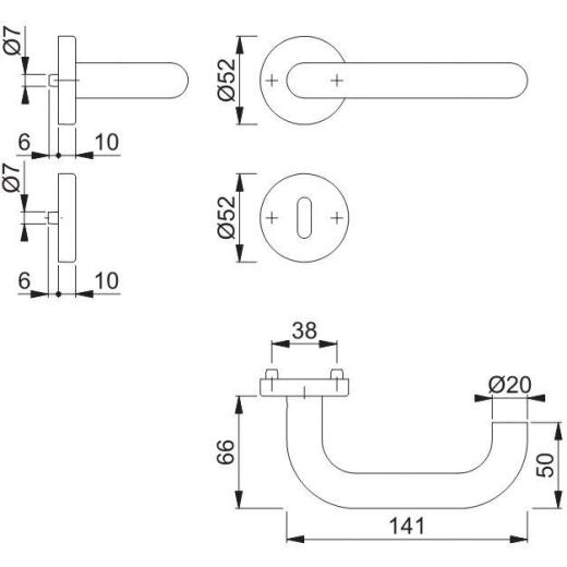 Rosettengrt.Paris E138/42H/42HKVS VA F69 U-Form OB DIN L/R D/D HOPPE