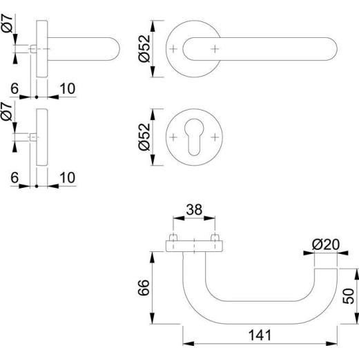 Rosettengrt.Paris E138/42H/42HKVS VA F69 U-Form PZ DIN L/R D/D HOPPE