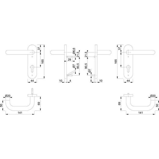 FS-Garnitur Paris FS-E138/353KH AP VA F69 D/D TS 40-65mm PZ rd DIN L/R HOPPE