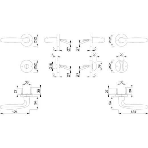 Rosettengrt.Verona 1510/42KB/42KBS Alu.F1 SK/OL DIN L/R D/D HOPPE