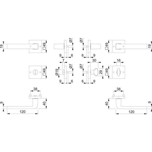 Rosettengrt.Dublin 1124/843KV/843KVS Alu.F249 eck.SK/OL DIN L/R D/D HOPPE