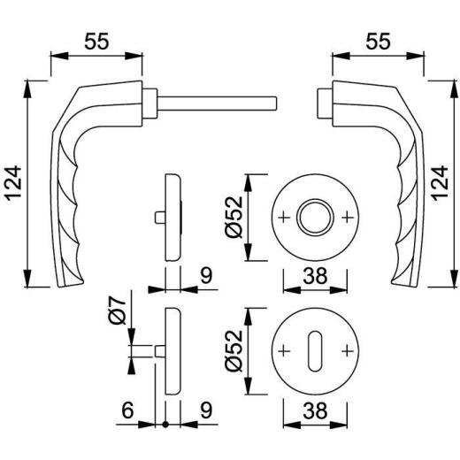 Rosettengrt.Birm.1117/17KV/17KVS Alu.F1 rd.PZ DIN L/R D/D HOPPE