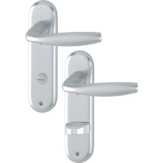 Kurzschildgarnitur NY 1810/273KP Alu.F1 SK/OL rd Drückergrt.HOPPE