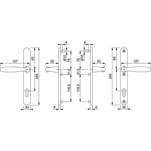 Profil-Garnitur NY 1810/3346 Alu.F1 PZ f.TS 57-62mm HOPPE