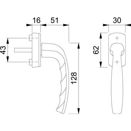 Fenstergriff NY 0810/US10 Alu.32-42mm F9 Secustik®/VarioFit® HOPPE