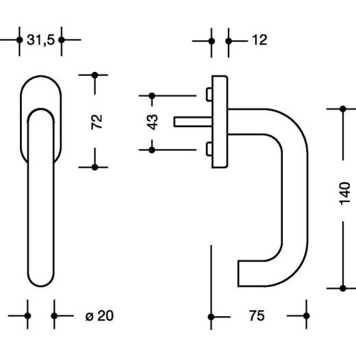 Fenstergriff 111XAFG VA ma geschl.30mm Stand.HEWI