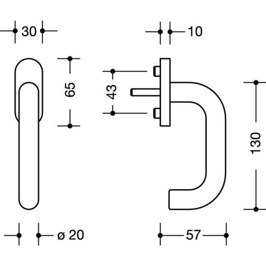 Fenstergriff 111FG.1 30mm Ku.99 reinweiß 30mm Stand.HEWI