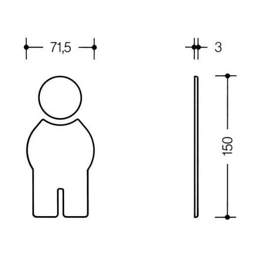 Symbol Mann 801.91.010 PA Farb-Nr.90 B.71,5mm H.150mm S.3mm HEWI