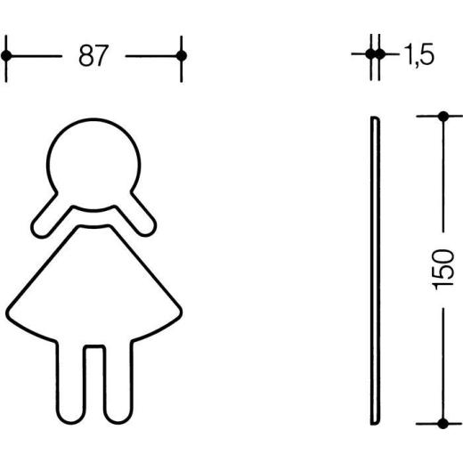 Symbol Frau 710XA.150.2 VA Farb-Nr.XA B.87mm H.150mm S.1,5mm HEWI