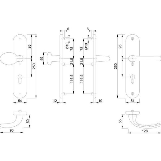 Schutzgarnitur Tôkyô 76G/3331/3410/1710 Alu.F1 72mm 41-46mm HOPPE