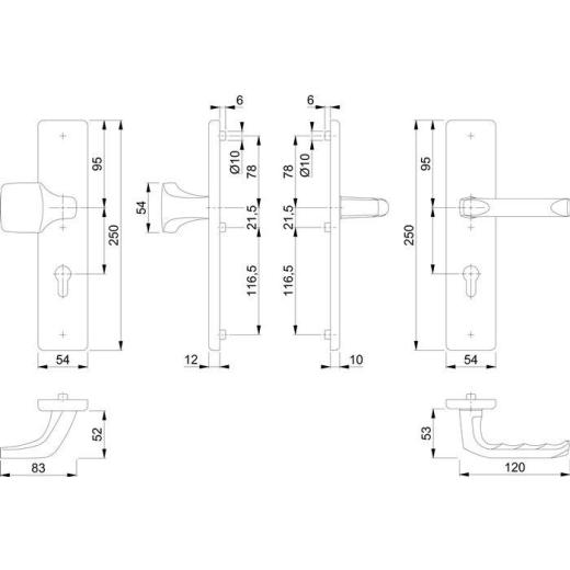 Schutzgarnitur London 61G/2221/2210/113 Alu.F2 72mm 37-47mm HOPPE