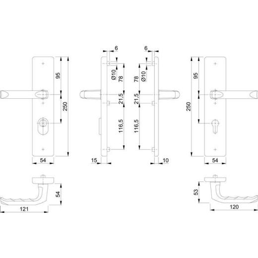 Schutzgarnitur London 113/2222ZA/2210 Alu.F1 92mm 67-77mm HOPPE