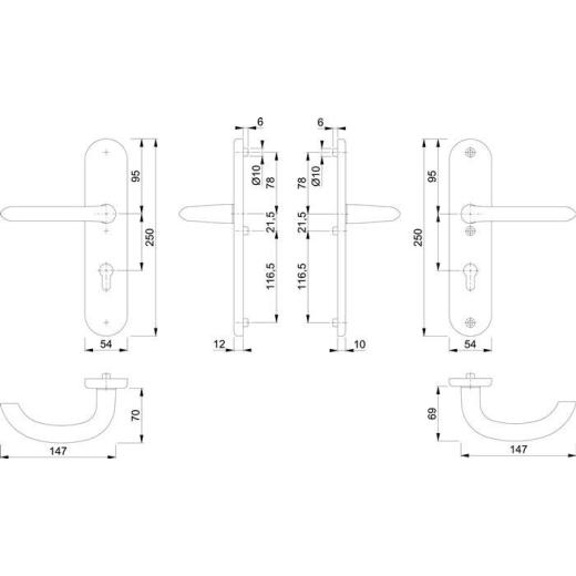 Schutzgarnitur Mar.1138/3331/3410 Alu.F1 92mm 66-76mm HOPPE