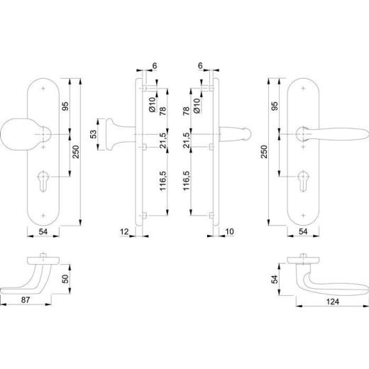 Schutzgarnitur Verona 86G/3331/3310/1510 Alu.F1 72mm 37-47mm HOPPE