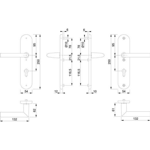 Schutzgarnitur Stock.1140/3331/3410 Alu.F1 72mm 36-46mm HOPPE