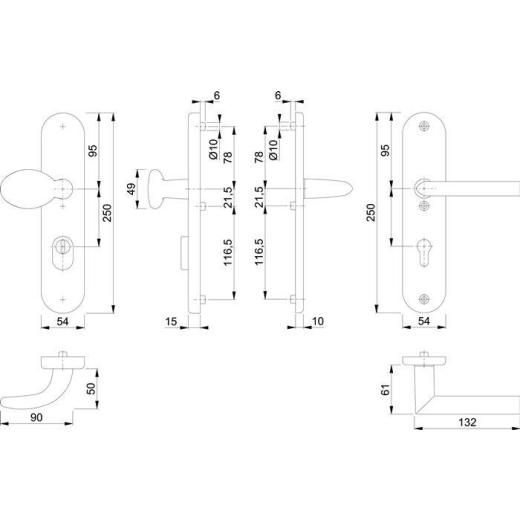 Schutzgarnitur Stock.76G/3332ZA/3410/1140 Alu.F1 72mm 36-46mm HOPPE