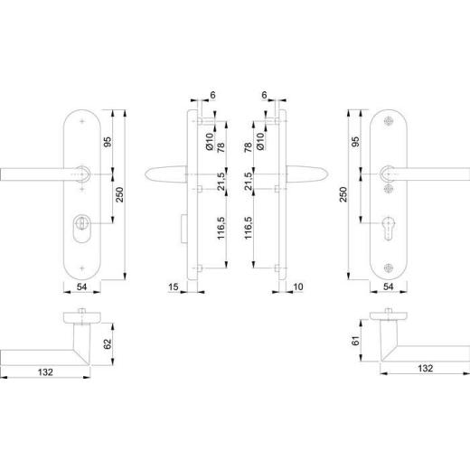 Schutzgarnitur Stock.1140/3332ZA/3410 Alu.F1 92mm 66-76mm HOPPE