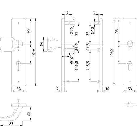 Schutzgarnitur E61G/2221/2210 VA F69 72mm 37-47mm HOPPE