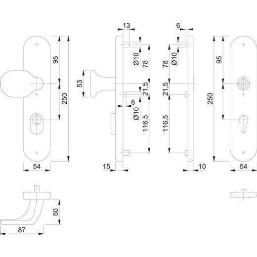 Schutzgarnitur 86G/3332ZA/3310 Alu.F9-2 72mm 37-47mm HOPPE
