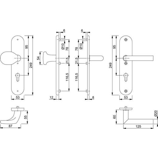 Schutzgarnitur Utrecht E86G/3331A/3440/1444Z VA F69 72mm 37-42mm HOPPE