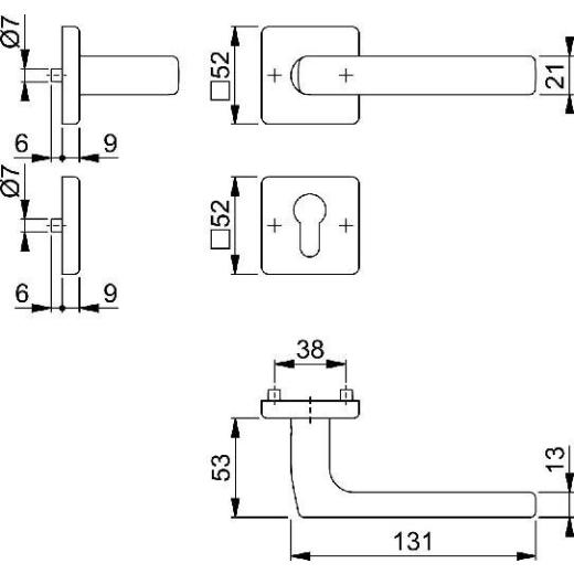 Rosettengrt.Dallas E1643Z/52KV/52KVS VA F69 eck.PZ DIN L/R D/D HOPPE