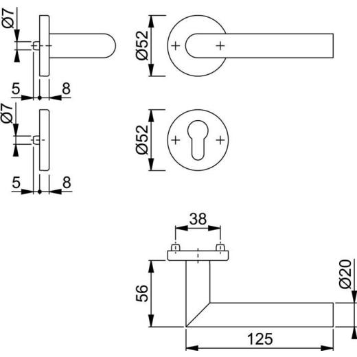 Rosettenhalbgarnitur Ams.E1400Z/42/42S VA F69 4-KT.8mm f.Kombischutz HOPPE