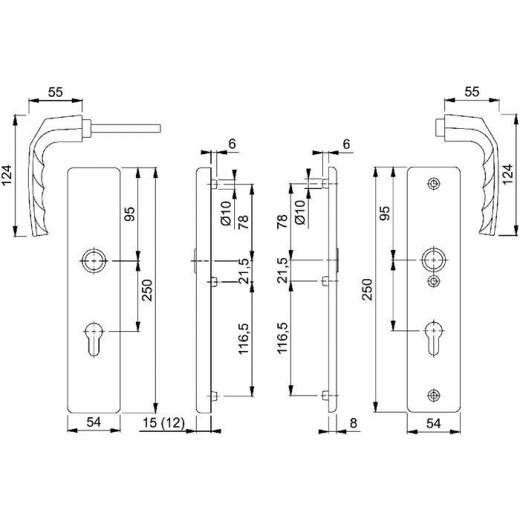 Schutzgarnitur Birm.1117/2221A/2440 Alu.F4 72mm 37-42mm HOPPE