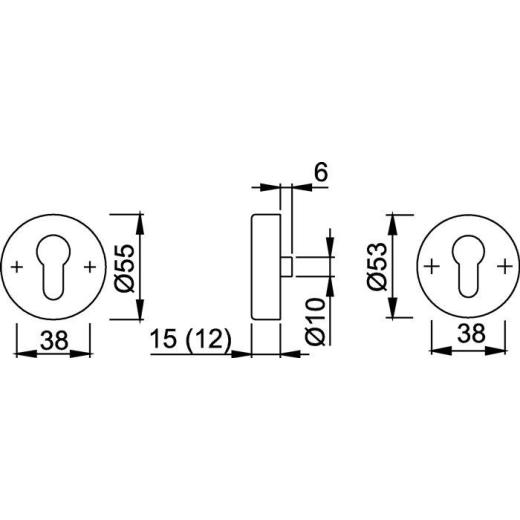Schutzrosette E42NSA VA F69 rd.o.ZA S.12mm HOPPE