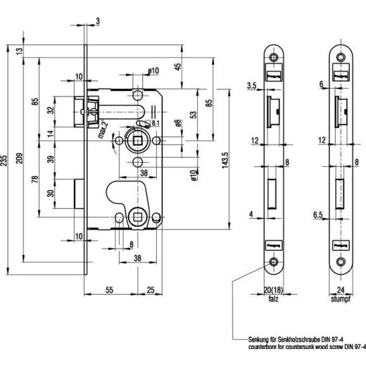 ZT-Einsteckschl.0215 BAD 20/ 55/78/8mm DIN R silber rd Kl 1 Ku.BKS