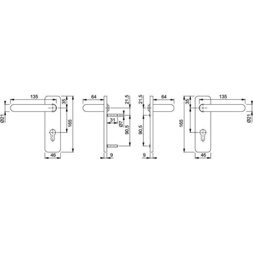 FS-Garnitur Paris FS-K138/202K Ku.F9005M D/D TS 40-66mm PZ ktg.DIN L/R HOPPE
