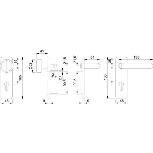 FS-Garnitur Paris FS-K58/202K/138 Ku.F9005M D/K TS 40-66mm PZ ktg.DIN L/R HOPPE