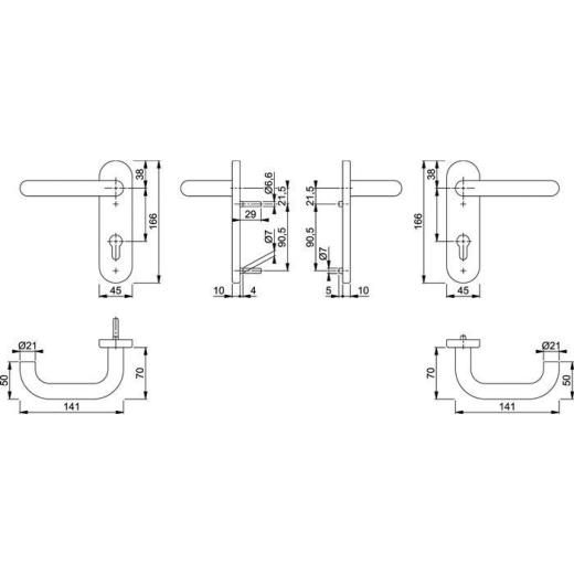 FS-Garnitur Paris FS-138/353KH Alu.F1 D/D TS 45-65mm PZ rd DIN L/R HOPPE