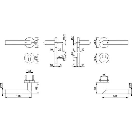 FS-Garnitur Ams.FS-1400/42H/42HS Alu.F1 D/D TS 45-65mm PZ rd.DIN L/R HOPPE
