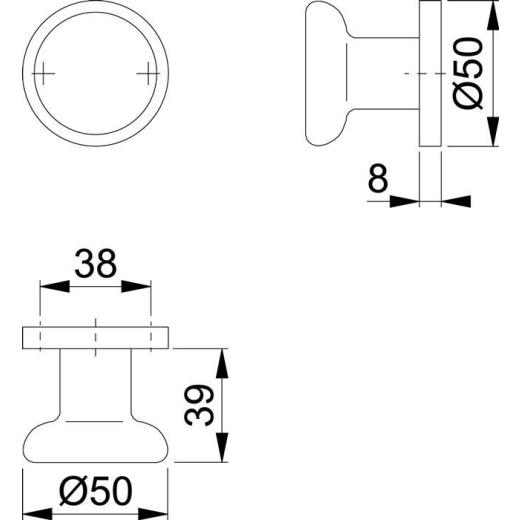 Türknopf 54/11 Alu.F1 ger.HOPPE