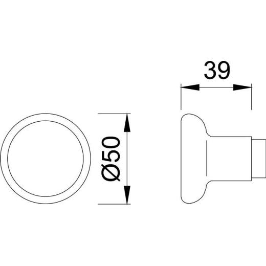 Knopfdrückerpaar 54/54 Material Alu.F1 drehb.4-KT.8mm HOPPE