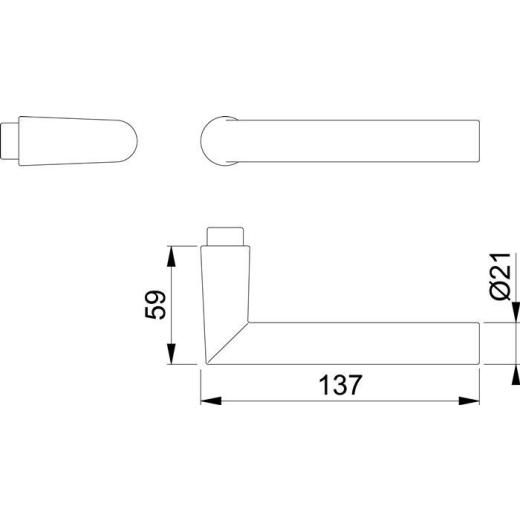 Türdrückerpaar Ams.1400 Alu.F1 o.Rosetten 4-KT.8mm HOPPE