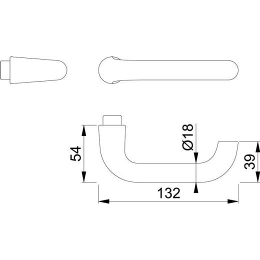 Türdrückerpaar Paris 138L Alu.F2 o.Rosetten 4-KT.8mm HOPPE